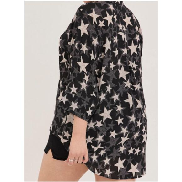 TORRID Blouse Size 0X Stars Plus Curvy Chiffon Button Down Kimono Open/Closed - Picture 3 of 14